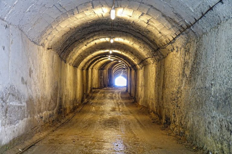 Tunnel leading into the Bunk'Art museum in Tirana, Albania.