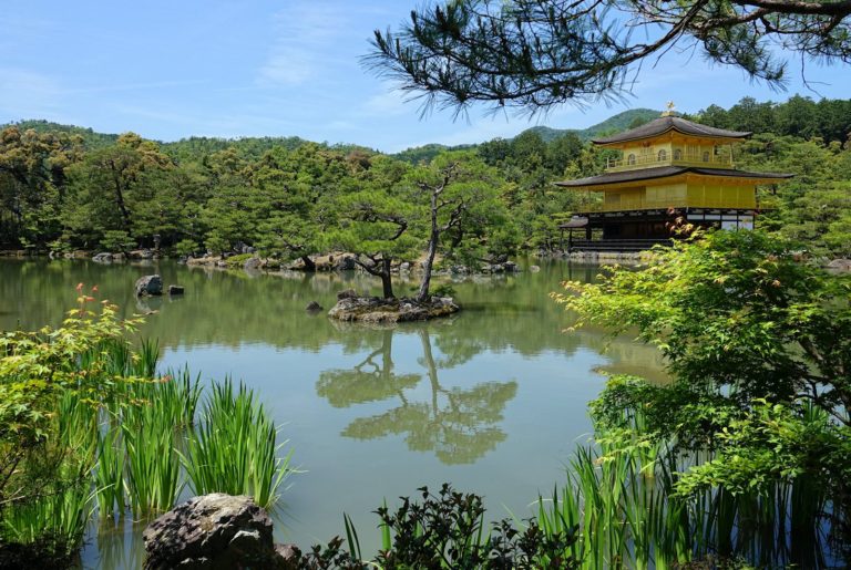 The Kinkaku-ji Golden Pagoda park in Kyoto, Japan.