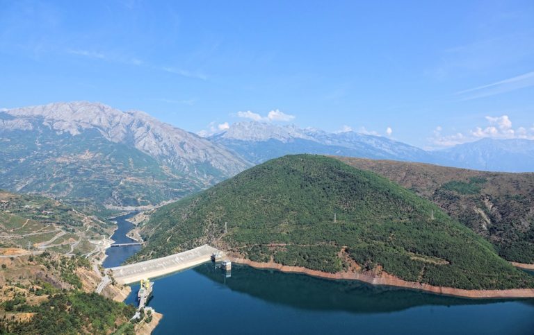The dam near Valbonë, above the ferry terminal.