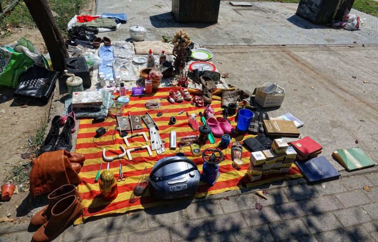 Random items for sale on the street in Skopje, Macedonia.