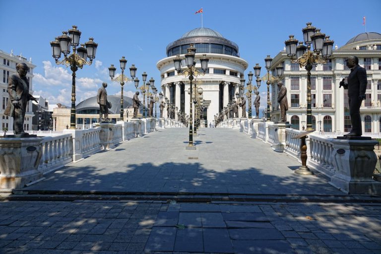 The Art Bridge in Skopje, Macedonia.