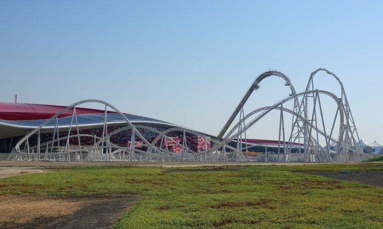 The Flying Aces rollercoaster at Ferrari World Abu Dhabi.