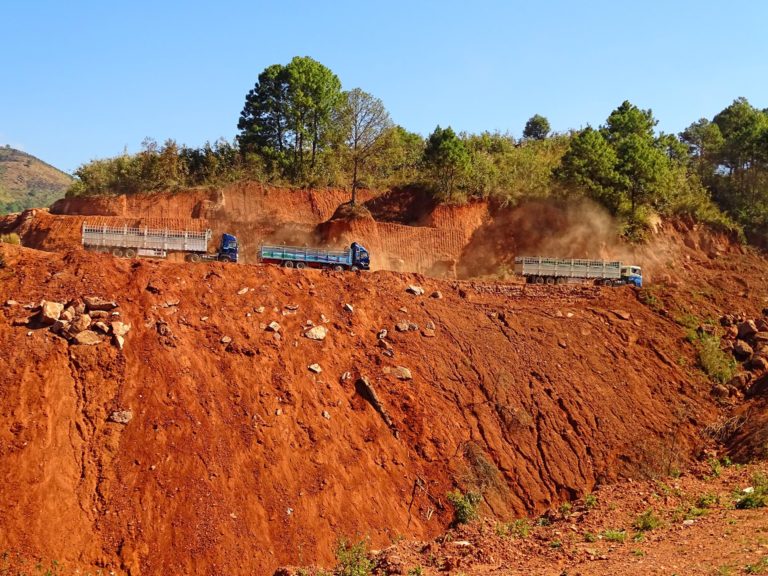 The dirt in Myanmar is incredibly red, and seemingly hard to build stable roads on.