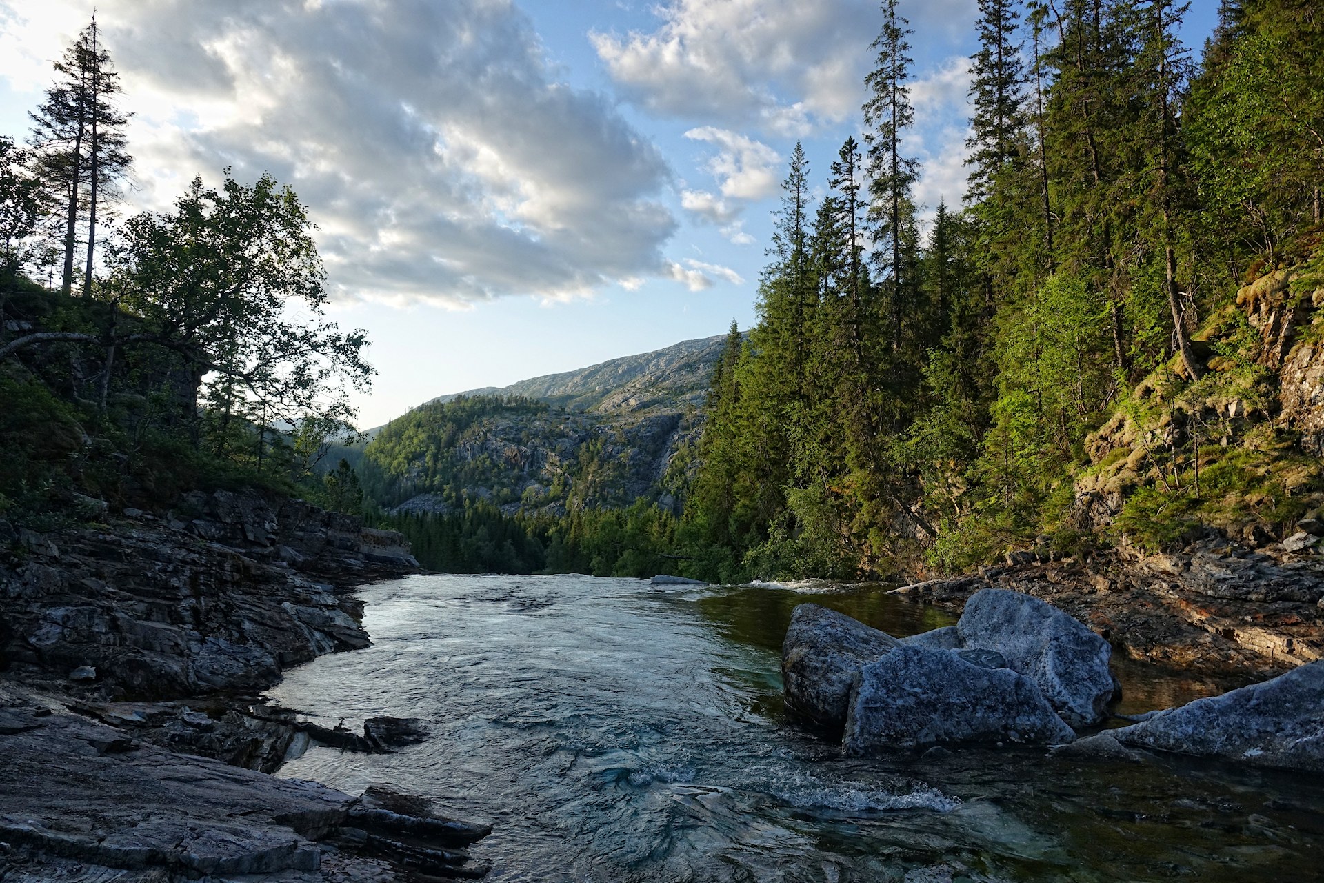 Norwegian nature at its best. River in Lomsdal-Visten national park.