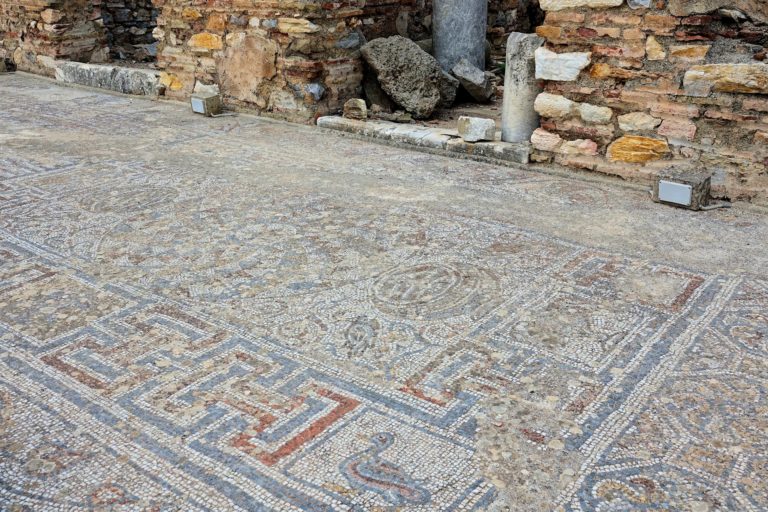 Photo of Roman floor mosaic in Ephesus, Turkey.