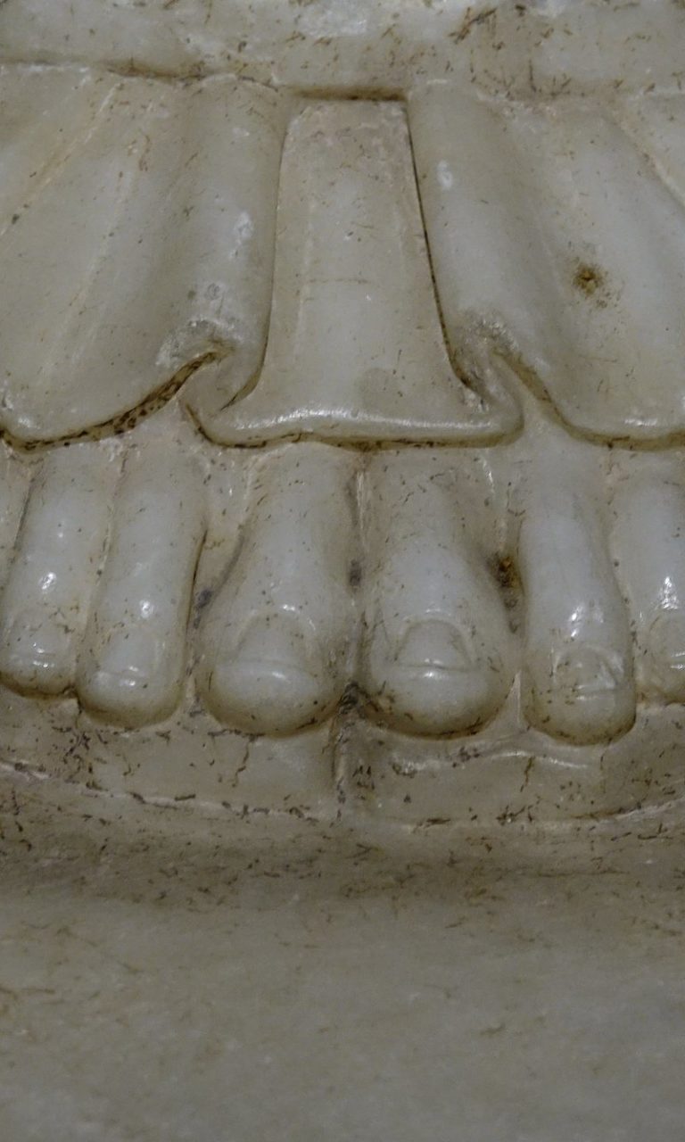 Photo of marble toes at museum in Selcuk, Turkey.