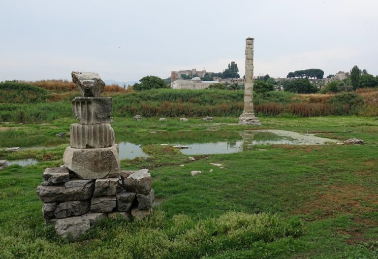 Photo of ruins of Temple of Artemis, on the Seven Wonders of the world, in Selcuk, Turkey.