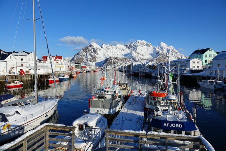 Photo of boats in the Lofoten fishery in Henningsvær