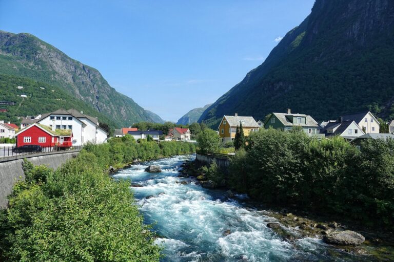 Photo of Eiriksdalskloven river running through Høyanger, Norway.