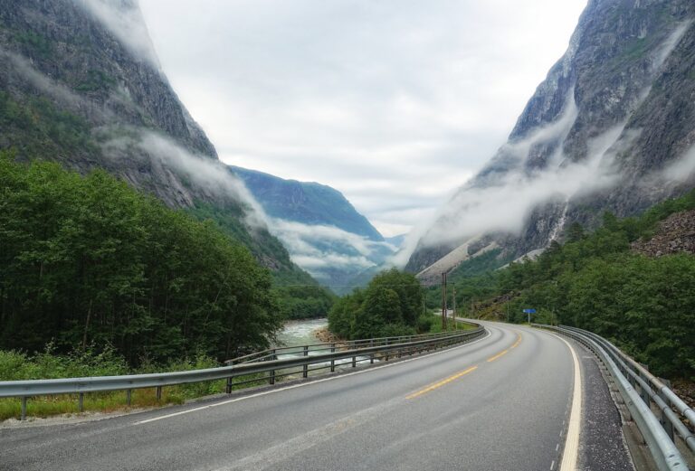 Photo of road near Nærøyfjorden, Norway.