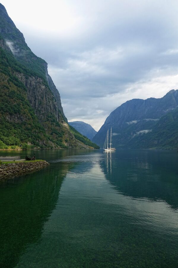 Photo of sailboat in Gudvangen, Norway.