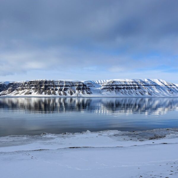Photo of Templet mountain at Tempelfjorden, Svalbard, seen from Fredheim.