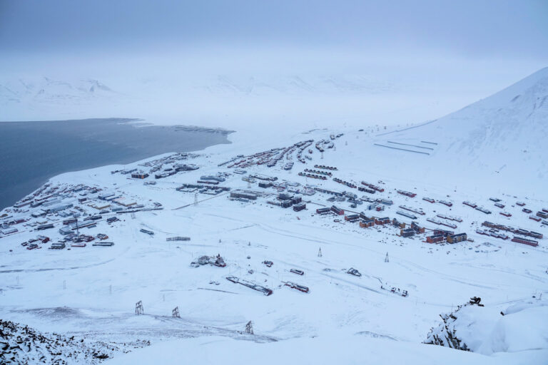 Photo of Longyearbyen from Platåberget on Svalbard.