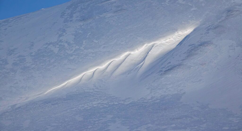 Photo of snow dagger in a mountain on Svalbard, Norway.
