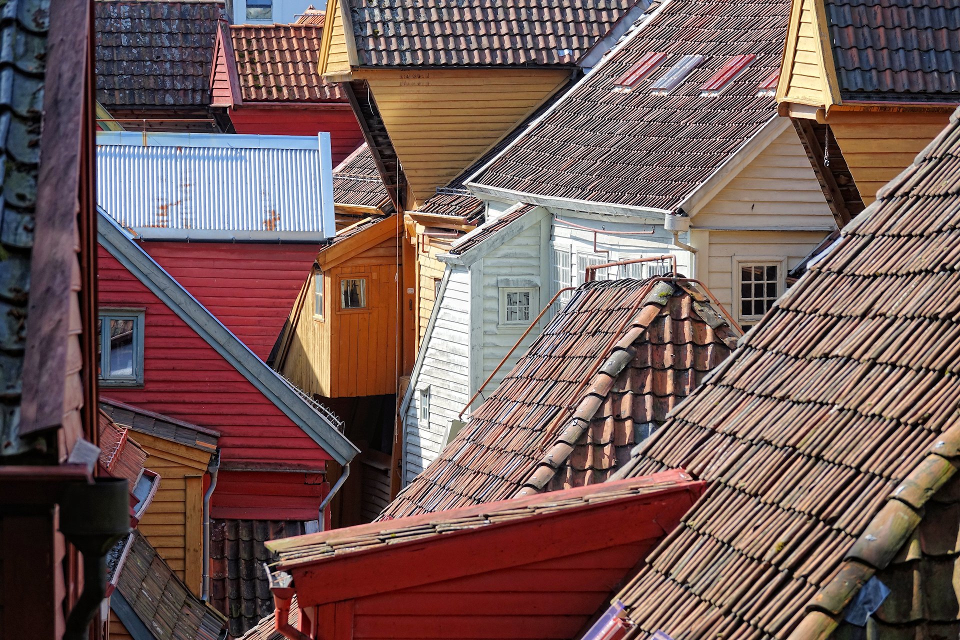 Photo of the rooftops of Bryggen, Bergen.