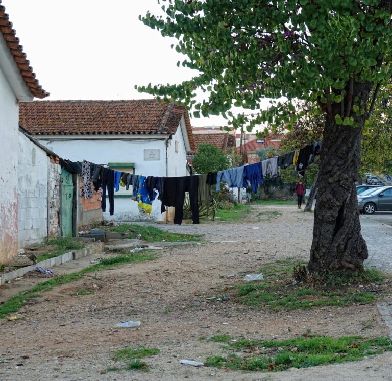 Photo of laundry hanging out in Tomar, Portugal.