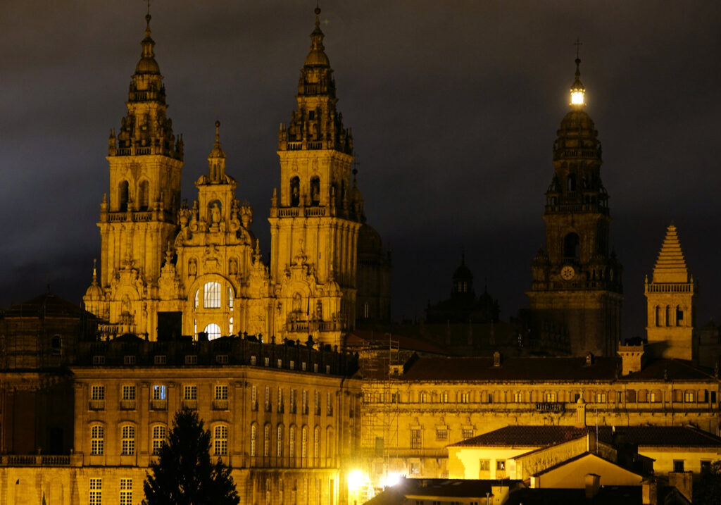 Photo of night-time view from Alameda Park in Santiago de Compostela.