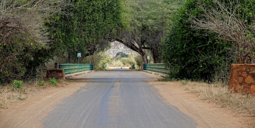 Bridge across Luvuvhu river in northern Krugern National Park. It is allowed to exit the car when parked halfway across the bridge.