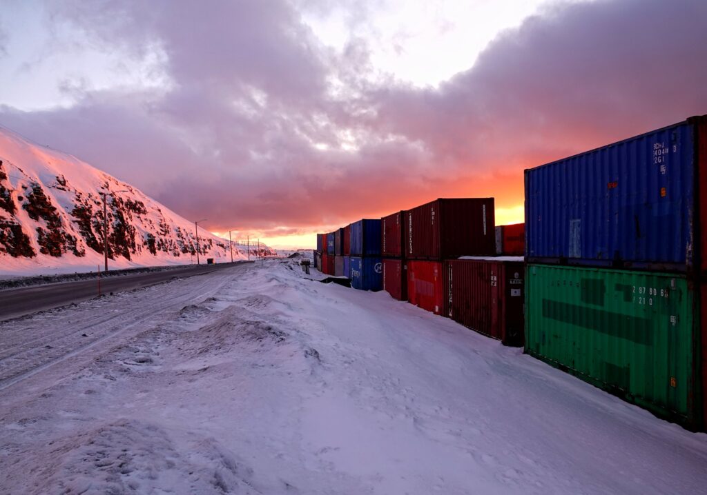 Photo of ship containers in Longyearbyen, Norway